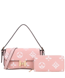 2in1 Print Fashion Satchel With Wallet Set SY-9107W PINK